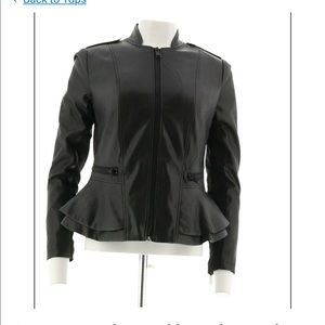G.I.L.I. Faux Leather Double Peplum Jacket
